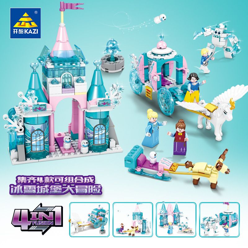 Kazi KY98719 98719 non  CÔNG CHÚA BĂNG TUYẾT 4 PHONG CÁCH bộ đồ chơi xếp lắp ráp ghép mô hình Girl Con Gái