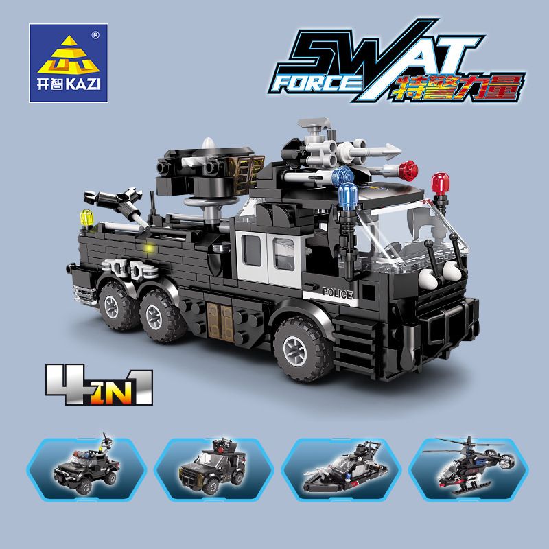 Kazi KY67296 67296 non  MÔ HÌNH LỰC LƯỢNG SWAT 8 bộ đồ chơi xếp lắp ráp ghép mô hình City Thành Phố