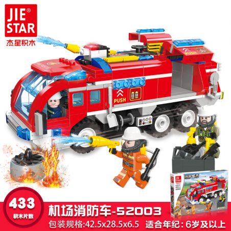 JIESTAR 52003 non  THÀNH PHỐ TOÀN CẦU XE CỨU HỎA SÂN BAY bộ đồ chơi xếp lắp ráp ghép mô hình City 433 khối