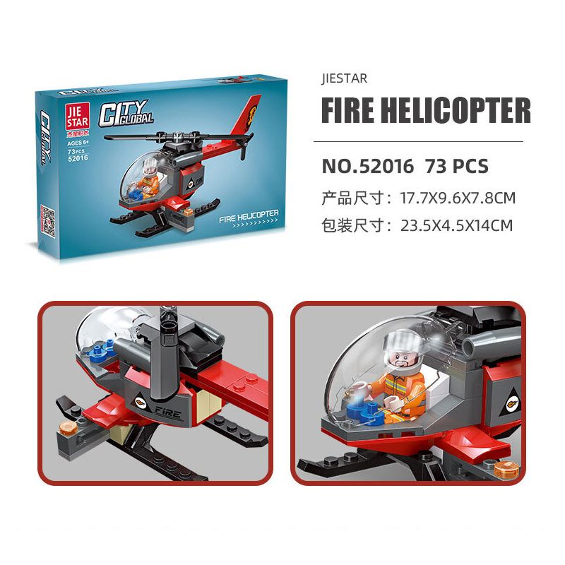 JIESTAR 52016 non  XE CỨU HỎA THÀNH PHỐ TOÀN CẦU TRỰC THĂNG bộ đồ chơi xếp lắp ráp ghép mô hình City URBAN FIRE ENGINE 73 khối