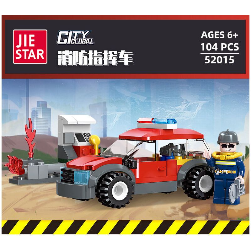 JIESTAR 52015 non  XE CỨU HỎA THÀNH PHỐ TOÀN CẦU CHỈ HUY CHỮA CHÁY bộ đồ chơi xếp lắp ráp ghép mô hình City URBAN FIRE ENGINE 104 khối