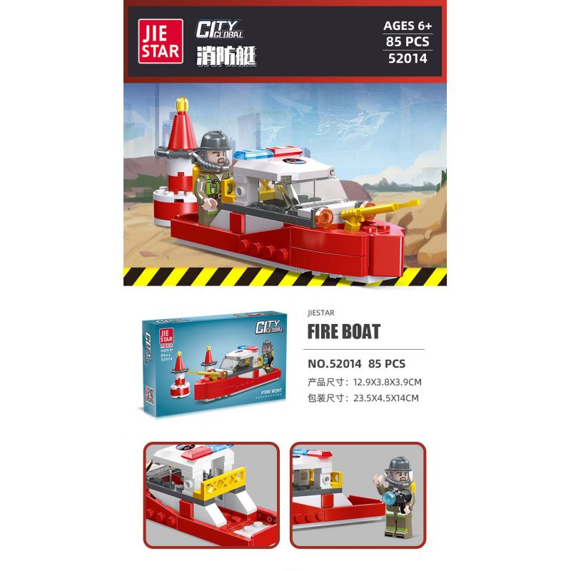 JIESTAR 52014 non  XE CỨU HỎA THÀNH PHỐ TOÀN CẦU THUYỀN bộ đồ chơi xếp lắp ráp ghép mô hình City URBAN FIRE ENGINE 85 khối