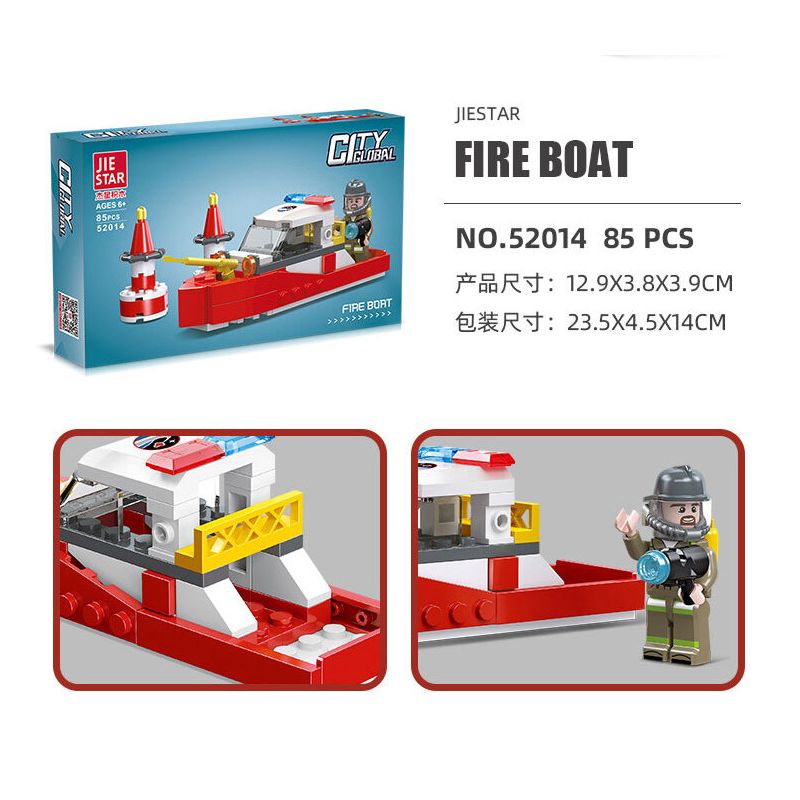 JIESTAR 52014 non  XE CỨU HỎA THÀNH PHỐ TOÀN CẦU THUYỀN bộ đồ chơi xếp lắp ráp ghép mô hình City URBAN FIRE ENGINE 85 khối