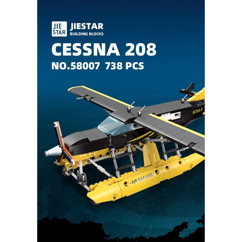 JIESTAR 58007 non  MÁY BAY HẠNG NHẸ ĐA NĂNG CÁNH QUẠT MỘT ĐỘNG CƠ CESSNA 208 bộ đồ chơi xếp lắp ráp ghép mô hình  Kỹ Thuật Công Nghệ Cao Mô Hình Phương Tiện 738 khối