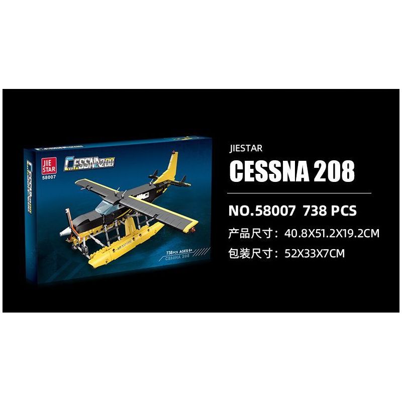 JIESTAR 58007 non  MÁY BAY HẠNG NHẸ ĐA NĂNG CÁNH QUẠT MỘT ĐỘNG CƠ CESSNA 208 bộ đồ chơi xếp lắp ráp ghép mô hình  Kỹ Thuật Công Nghệ Cao Mô Hình Phương Tiện 738 khối