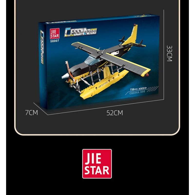 JIESTAR 58007 non  MÁY BAY HẠNG NHẸ ĐA NĂNG CÁNH QUẠT MỘT ĐỘNG CƠ CESSNA 208 bộ đồ chơi xếp lắp ráp ghép mô hình  Kỹ Thuật Công Nghệ Cao Mô Hình Phương Tiện 738 khối