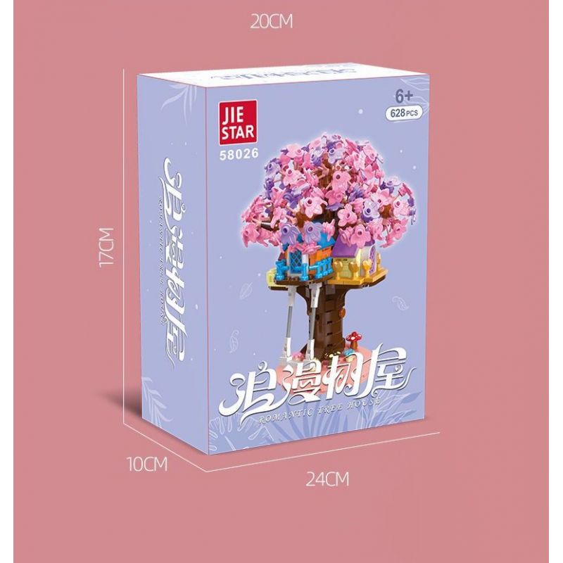 JIESTAR 58026 non  NGÔI NHÀ TRÊN CÂY LÃNG MẠN bộ đồ chơi xếp lắp ráp ghép mô hình Girl Con Gái 628 khối