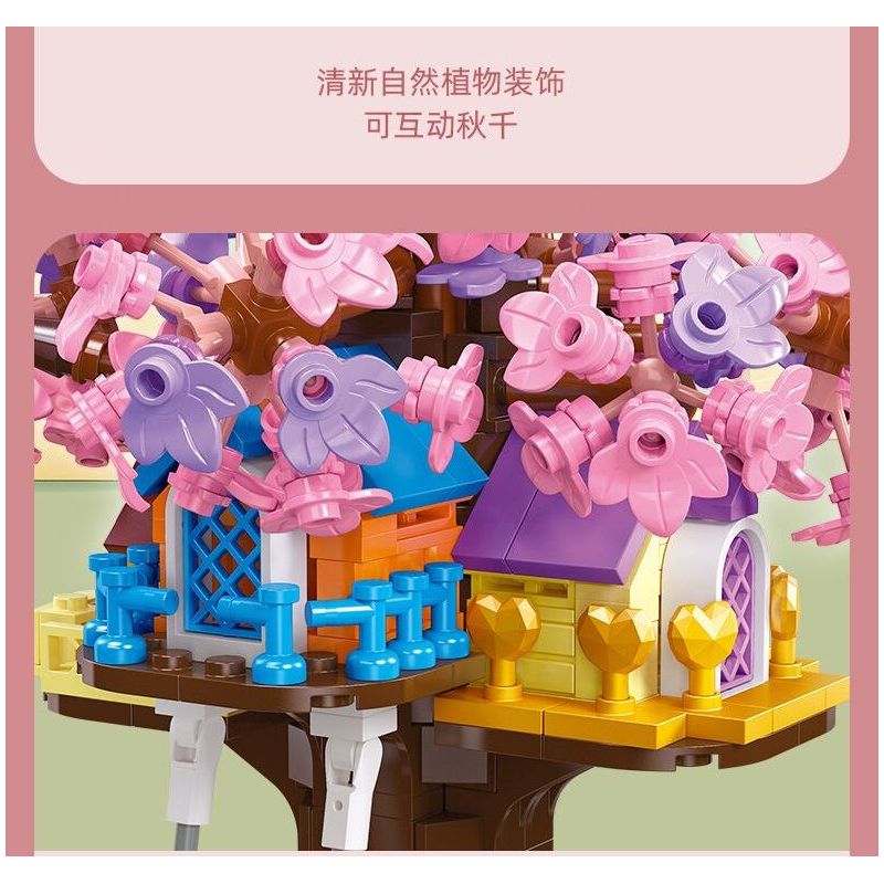 JIESTAR 58026 non  NGÔI NHÀ TRÊN CÂY LÃNG MẠN bộ đồ chơi xếp lắp ráp ghép mô hình Girl Con Gái 628 khối