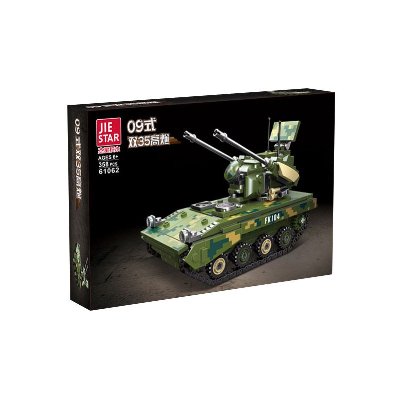 JIESTAR 61062 non  PHÁO PHÒNG KHÔNG ĐÔI 35 TYPE 09 bộ đồ chơi xếp lắp ráp ghép mô hình Military Army 09 35MM TRACKED SELF-PROPELLED ARILERY Quân Sự Bộ Đội 358 khối