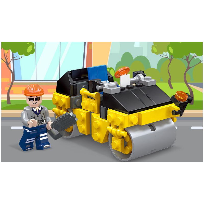 JIESTAR 51016 non  PHƯƠNG TIỆN KỸ THUẬT CỦA UNIVERSAL CITY XE LU bộ đồ chơi xếp lắp ráp ghép mô hình MACHINESHOP TRUCK ROAD ROLLER Thành Phố 124 khối