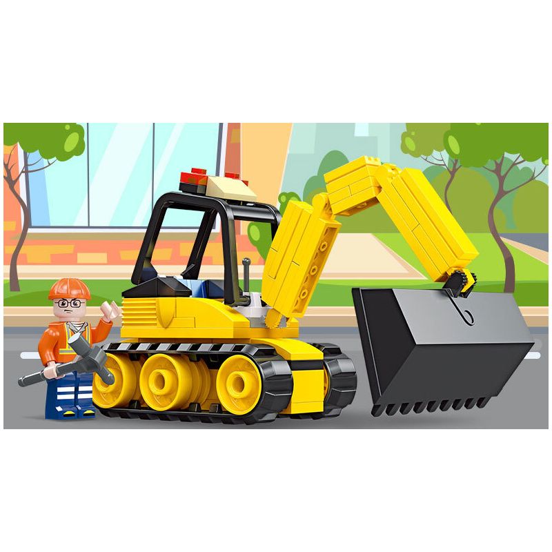 JIESTAR 51015 non  XE XÂY DỰNG UNIVERSAL CITY MÁY XÚC bộ đồ chơi xếp lắp ráp ghép mô hình MACHINESHOP TRUCK EXCAVATOR Thành Phố 86 khối