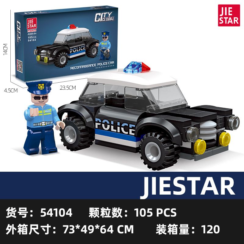 JIESTAR 54104 non  THÀNH PHỐ VŨ TRỤ XE CẢNH SÁT bộ đồ chơi xếp lắp ráp ghép mô hình City GLOBAL CITY POLICE CAR 105 khối