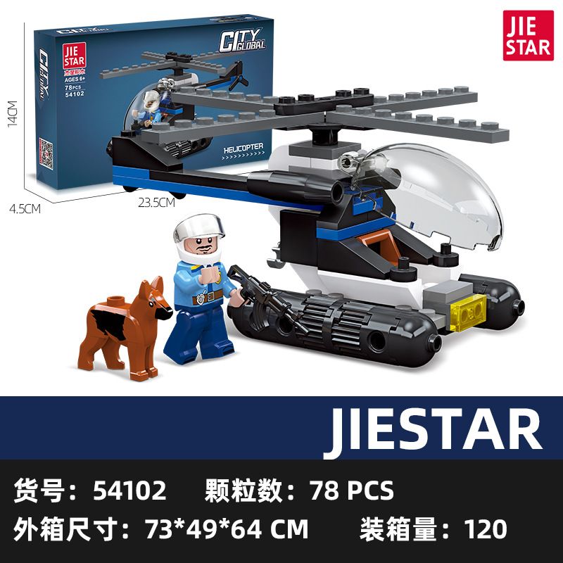 JIESTAR 54102 non  THÀNH PHỐ VŨ TRỤ TRỰC THĂNG CẢNH SÁT bộ đồ chơi xếp lắp ráp ghép mô hình City GLOBAL CITY HELICOPTER 78 khối