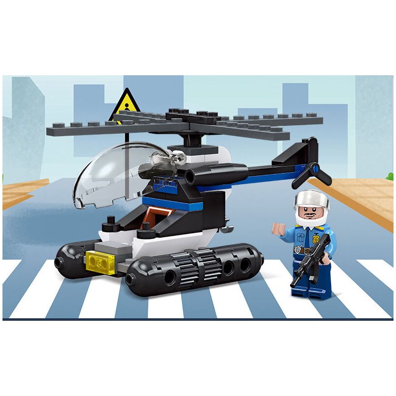 JIESTAR 54102 non  THÀNH PHỐ VŨ TRỤ TRỰC THĂNG CẢNH SÁT bộ đồ chơi xếp lắp ráp ghép mô hình City GLOBAL CITY HELICOPTER 78 khối