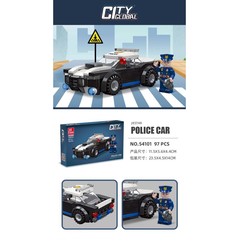 JIESTAR 54101 non  THÀNH PHỐ VŨ TRỤ XE CẢNH SÁT bộ đồ chơi xếp lắp ráp ghép mô hình City GLOBAL CITY POLICE CAR 97 khối