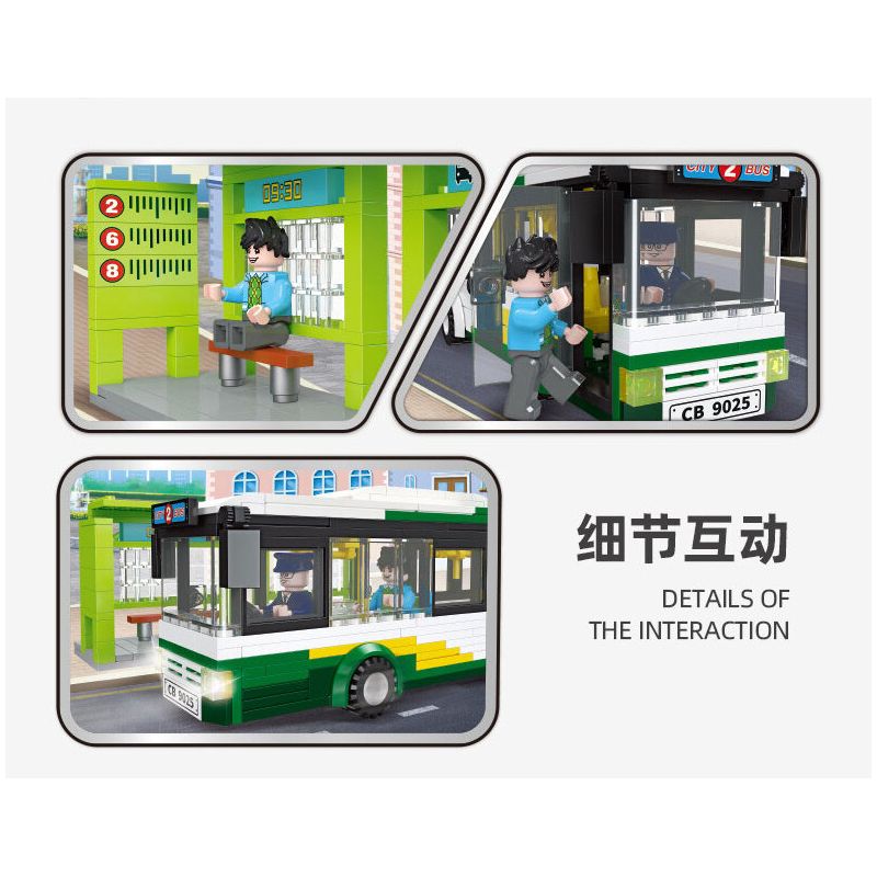 JIESTAR 55007 non  THÀNH PHỐ TOÀN CẦU XE BUÝT bộ đồ chơi xếp lắp ráp ghép mô hình City GLOBAL CITY BUS 385 khối