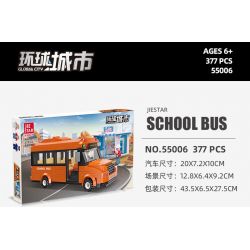 JIESTAR 55006 non  THÀNH PHỐ TOÀN CẦU XE BUÝT TRƯỜNG HỌC bộ đồ chơi xếp lắp ráp ghép mô hình City GLOBAL CITY SCHOOL BUS 377 khối