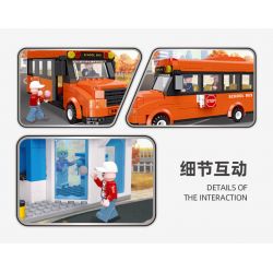 JIESTAR 55006 non  THÀNH PHỐ TOÀN CẦU XE BUÝT TRƯỜNG HỌC bộ đồ chơi xếp lắp ráp ghép mô hình City GLOBAL CITY SCHOOL BUS 377 khối