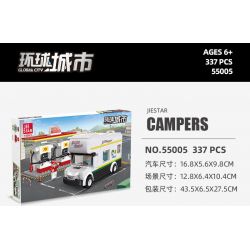 JIESTAR 55005 non  THÀNH PHỐ TOÀN CẦU CAMPERVAN bộ đồ chơi xếp lắp ráp ghép mô hình City GLOBAL CITY CAMPERS 337 khối