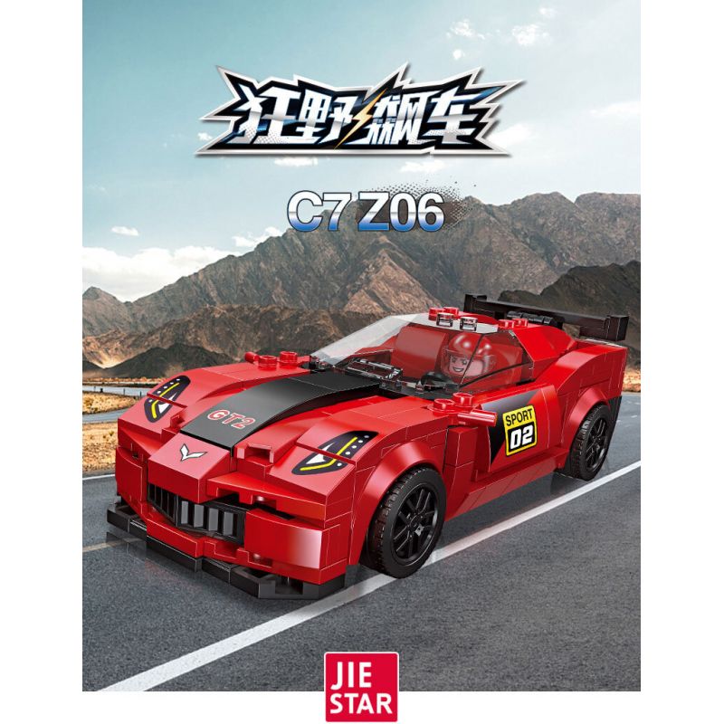 JIESTAR 92335 non  ĐUA NHỰA ĐƯỜNG CORVETTE C7 Z06 bộ đồ chơi xếp lắp ráp ghép mô hình Racers Đua Tốc Độ 304 khối