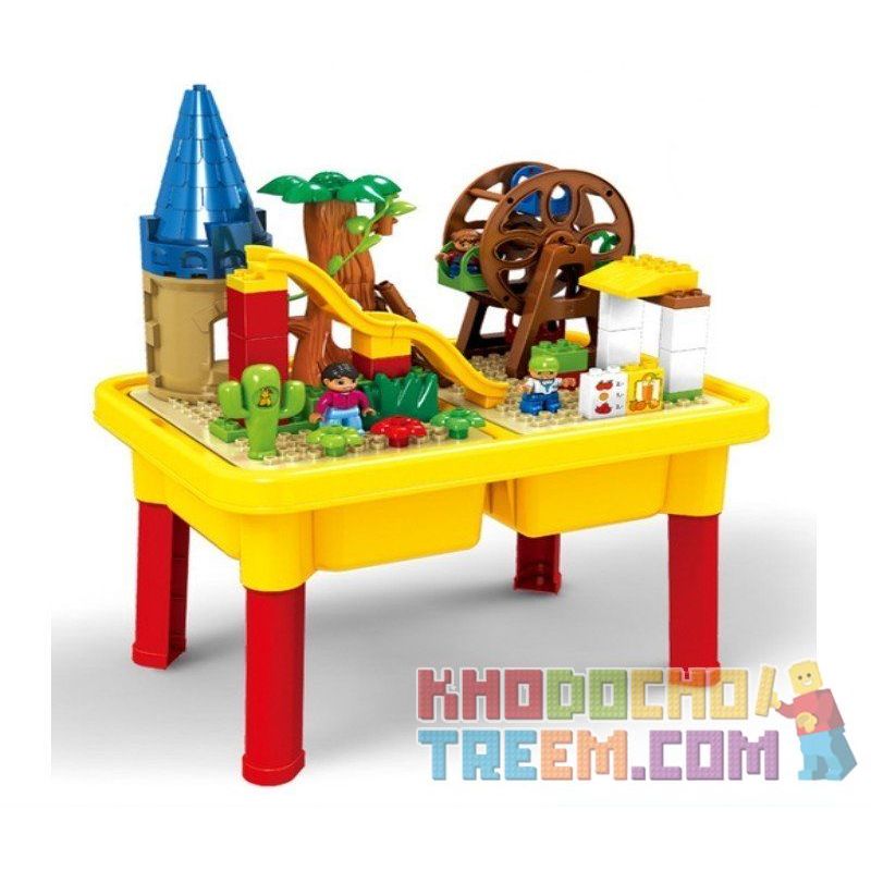HYSTOYS HONGYUANSHENG AOLEDUOTOYS HG-1490 1490 HG1490 Xếp hình kiểu Lego Duplo EDUCATION Playground Khu Vui Chơi Thiên đường Có Bàn Hộp gồm 2 hộp nhỏ 54 khối