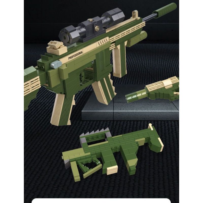 JIESTAR 92408 non  SÚNG TRƯỜNG M416 TỔ HỢP tỷ lệ 1:14 bộ đồ chơi xếp lắp ráp ghép mô hình Gun 661 khối