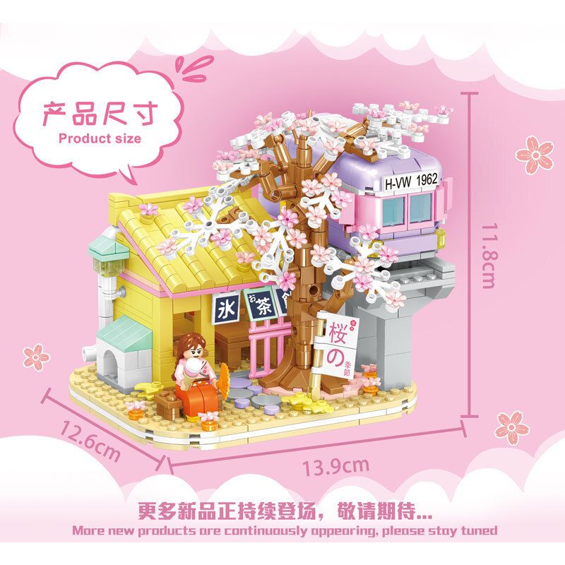 WELEMAGINATION 2135 non  HOA ANH ĐÀO ĐƯỜNG SẮT CAO TỐC bộ đồ chơi xếp lắp ráp ghép mô hình Girl CHERRY BLOSSOM SEASON Con Gái 596 khối
