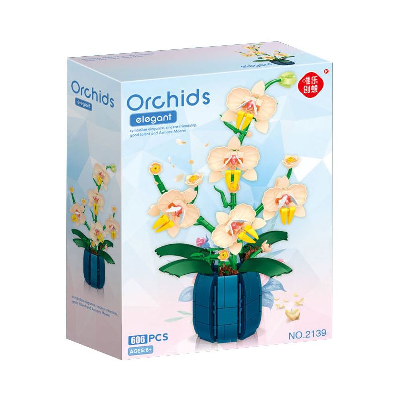 WELEMAGINATION 2139 non  HOA LAN VÀNG THƠM bộ đồ chơi xếp lắp ráp ghép mô hình Flowers ORCHIDS ELEGANT 606 khối
