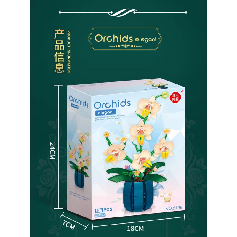 WELEMAGINATION 2139 non  HOA LAN VÀNG THƠM bộ đồ chơi xếp lắp ráp ghép mô hình Flowers ORCHIDS ELEGANT 606 khối