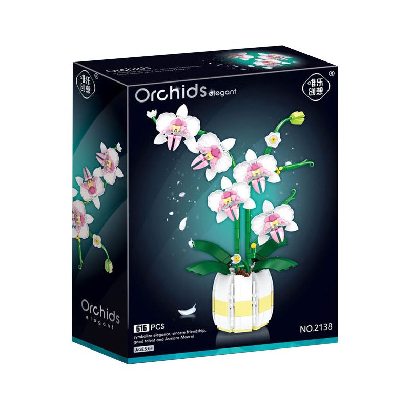 WELEMAGINATION 2138 non Lego LAN TẤN QUÝ PHU bộ đồ chơi xếp lắp ráp ghép mô hình Flowers ORCHIDS ELEGANT Hoa 616 khối