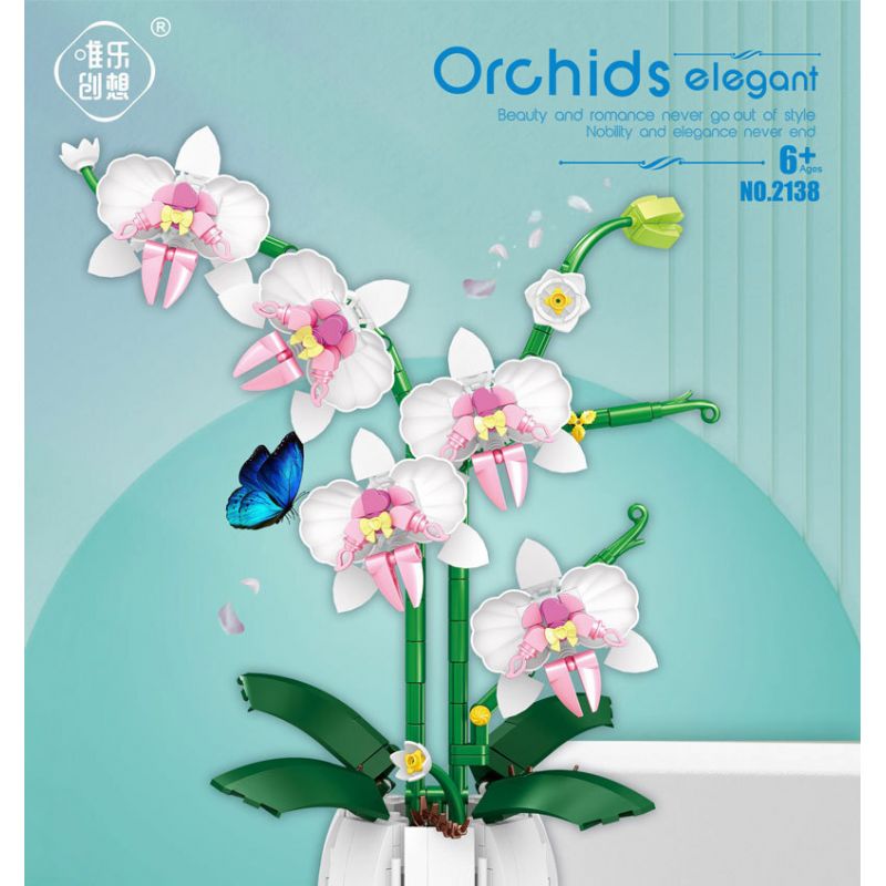 WELEMAGINATION 2138 non  LAN TẤN QUÝ PHU bộ đồ chơi xếp lắp ráp ghép mô hình Flowers ORCHIDS ELEGANT Hoa 616 khối
