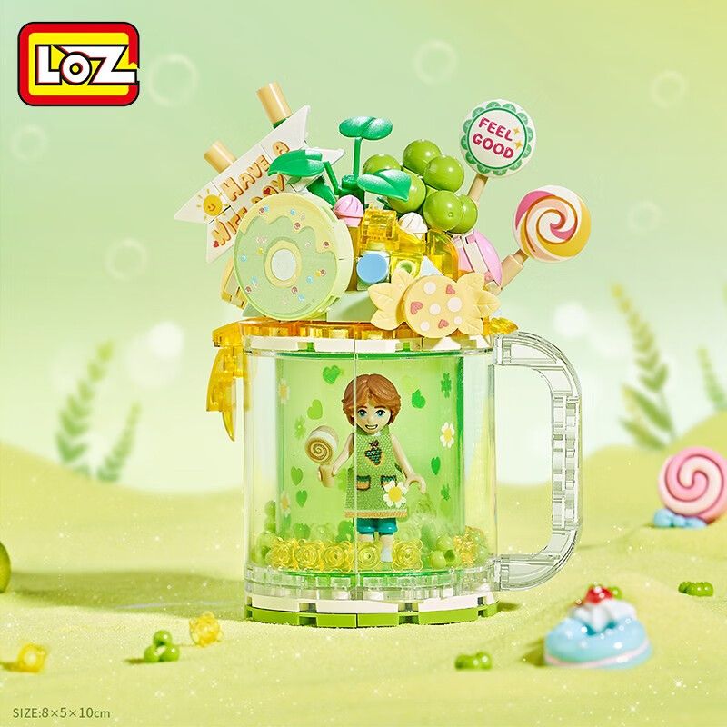 LOZ 4205 non  CỐC CÁT LÚN KEM NẮNG XANH bộ đồ chơi xếp lắp ráp ghép mô hình SWEET QUICKSAND CUP 252 khối