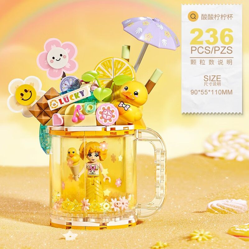 LOZ 4204 non  CỐC CÁT LÚN KEM CHANH CHUA bộ đồ chơi xếp lắp ráp ghép mô hình SWEET QUICKSAND CUP 236 khối