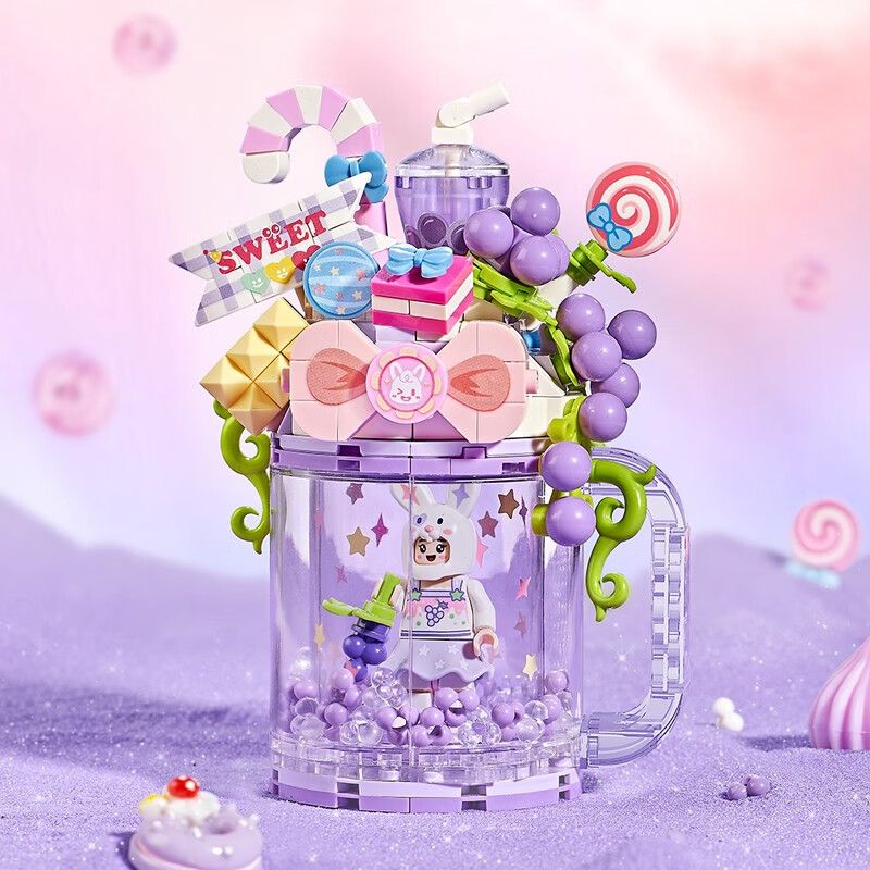 LOZ 4203 non  CỐC CÁT LÚN KEM MỌNG NƯỚC NHO bộ đồ chơi xếp lắp ráp ghép mô hình SWEET QUICKSAND CUP 258 khối