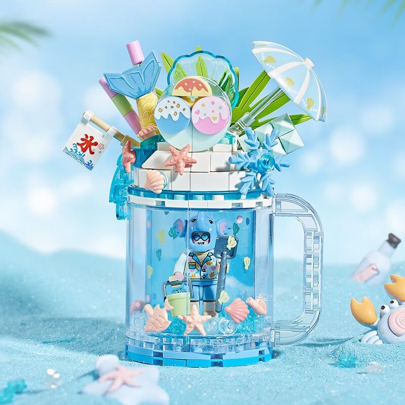 LOZ 4202 non  CỐC CÁT LÚN KEM BẠC HÀ MUỐI BIỂN bộ đồ chơi xếp lắp ráp ghép mô hình SWEET QUICKSAND CUP 214 khối