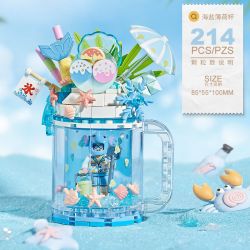 LOZ 4202 non  CỐC CÁT LÚN KEM BẠC HÀ MUỐI BIỂN bộ đồ chơi xếp lắp ráp ghép mô hình SWEET QUICKSAND CUP 214 khối
