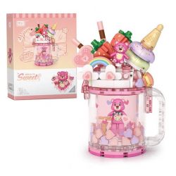 LOZ 4201 non  CỐC CÁT LÚN KEM PHÔ MAI BERRY bộ đồ chơi xếp lắp ráp ghép mô hình SWEET QUICKSAND CUP 235 khối