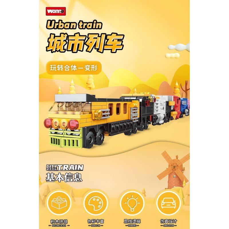 WOMA C0328 0328 non  TÀU THÀNH PHỐ 16 TỔ HỢP bộ đồ chơi xếp lắp ráp ghép mô hình Creator URBAN TRAIN Sáng Tạo 710 khối