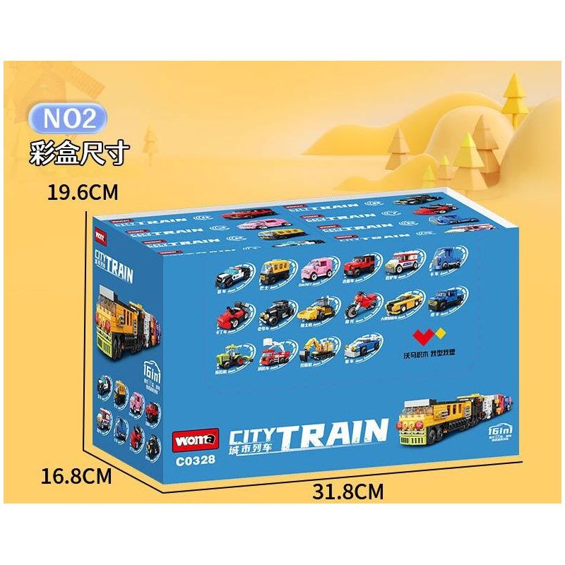 WOMA C0328 0328 non  TÀU THÀNH PHỐ 16 TỔ HỢP bộ đồ chơi xếp lắp ráp ghép mô hình Creator URBAN TRAIN Sáng Tạo 710 khối