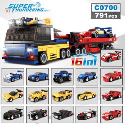 WOMA C0700 0700 non  XE VẬN CHUYỂN SƠ MI RƠ MOÓC 16 TỔ HỢP bộ đồ chơi xếp lắp ráp ghép mô hình Racers SUPER THUNDERING Đua Tốc Độ 791 khối