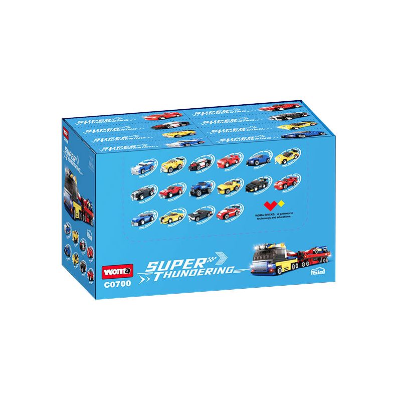 WOMA C0700 0700 non  XE VẬN CHUYỂN SƠ MI RƠ MOÓC 16 TỔ HỢP bộ đồ chơi xếp lắp ráp ghép mô hình Racers SUPER THUNDERING Đua Tốc Độ 791 khối