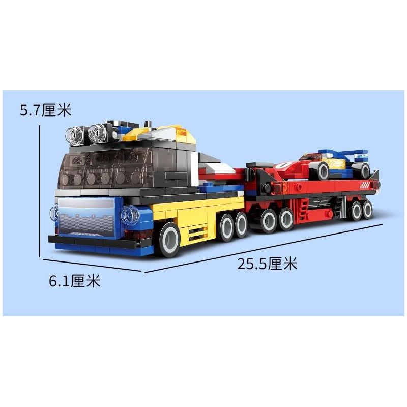 WOMA C0700 0700 non  XE VẬN CHUYỂN SƠ MI RƠ MOÓC 16 TỔ HỢP bộ đồ chơi xếp lắp ráp ghép mô hình Racers SUPER THUNDERING Đua Tốc Độ 791 khối