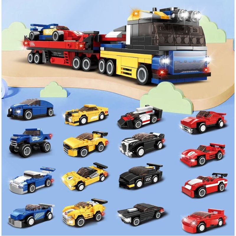 WOMA C0700 0700 non  XE VẬN CHUYỂN SƠ MI RƠ MOÓC 16 TỔ HỢP bộ đồ chơi xếp lắp ráp ghép mô hình Racers SUPER THUNDERING Đua Tốc Độ 791 khối