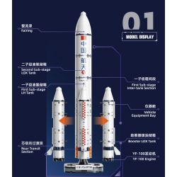 TOP TOY TC1404 1404 non  DỰ ÁN BÌNH MINH TÊN LỬA LONG MARCH 5 bộ đồ chơi xếp lắp ráp ghép mô hình Space CZ-5 Thám Hiểm Không Gian 360 khối