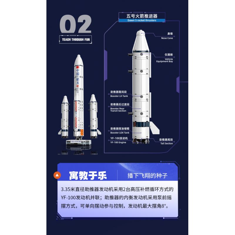 TOP TOY TC1404 1404 non  DỰ ÁN BÌNH MINH TÊN LỬA LONG MARCH 5 bộ đồ chơi xếp lắp ráp ghép mô hình Space CZ-5 Thám Hiểm Không Gian 360 khối