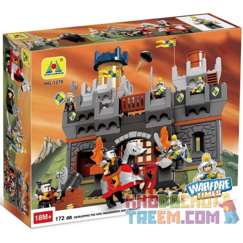 NOT LEGO Duplo 4777 Knights' Castle, Hystoys HongYuanSheng Aoleduotoys HG-1278 Xếp hình Tấn Công Lâu đài Hiệp Sỹ 172 khối NOT LEGO Duplo 4777 Knights' Castle, Hystoys HongYuanSheng Aoleduotoys HG-1278 Xếp hình Tấn Công Lâu đài Hiệp Sỹ 172 khối