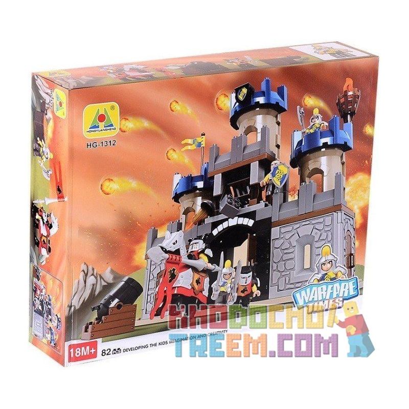 HYSTOYS HONGYUANSHENG AOLEDUOTOYS HG-1312 1312 HG1312 Xếp hình kiểu    Castle Đánh Chiếm Lâu đài Trung Cổ 2 Tầng 82 khối