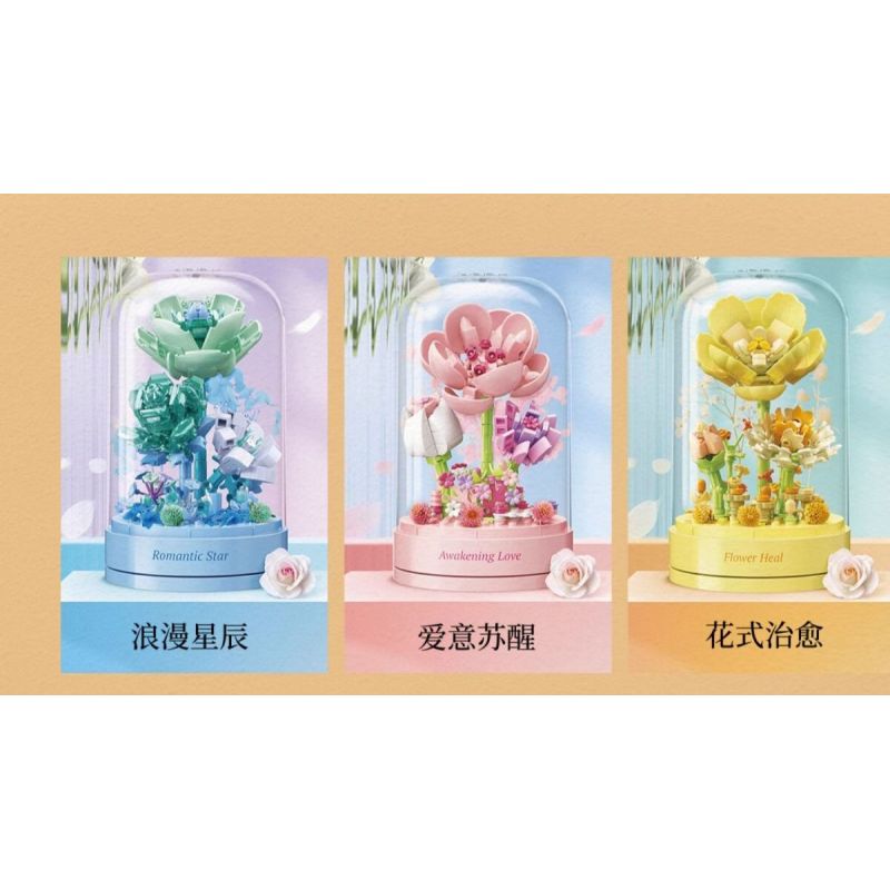 TOP TOY TC1116 1116 non  HỘP NHẠC HOA TÌNH YÊU THỨC TỈNH bộ đồ chơi xếp lắp ráp ghép mô hình Flowers AWAKENING LOVE