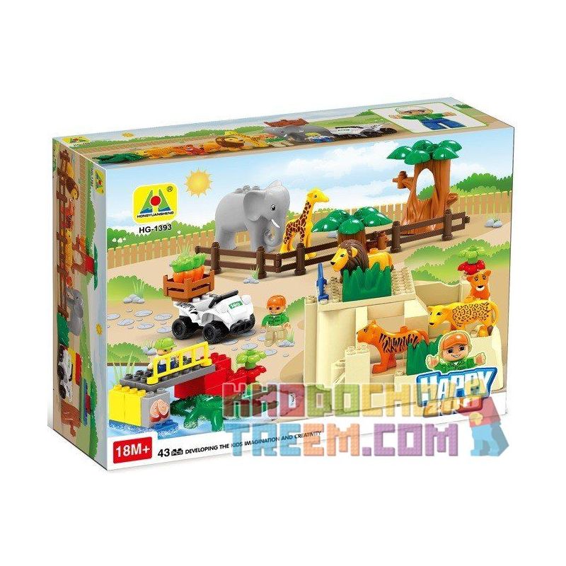 NOT LEGO Duplo 5634 Feeding Zoo, Hystoys HongYuanSheng Aoleduotoys HG-1393 Xếp hình cho thú ăn trong vườn bách thú 53 khối NOT LEGO Duplo 5634 Feeding Zoo, Hystoys HongYuanSheng Aoleduotoys HG-1393 Xếp hình cho thú ăn trong vườn bách thú 53 khối