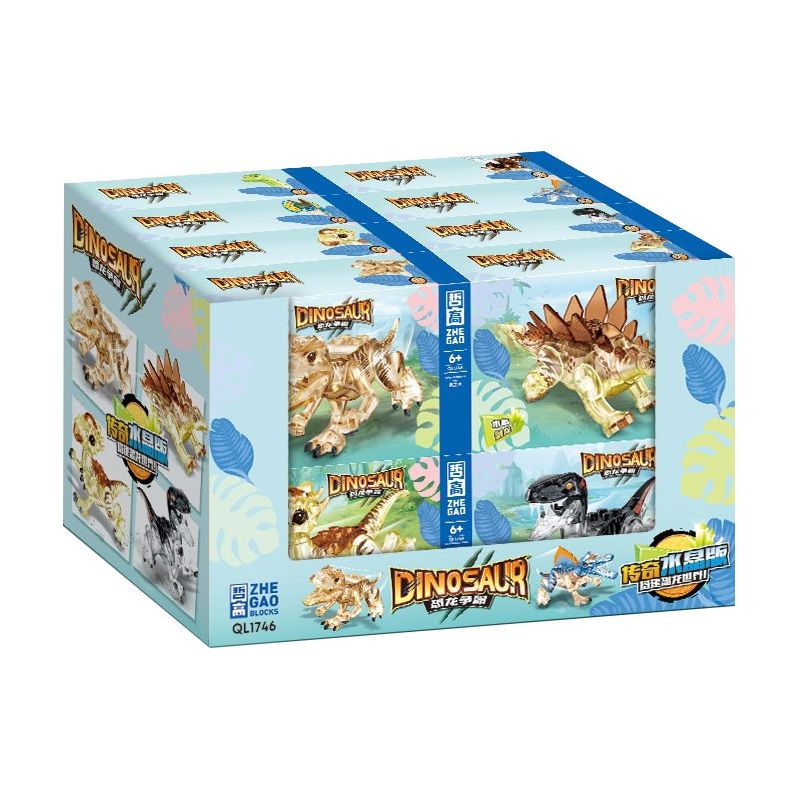 ZHEGAO QL1746 1746 non  MÔ HÌNH KHỦNG LONG CHIẾN 8 bộ đồ chơi xếp lắp ráp ghép mô hình DINOSAUR